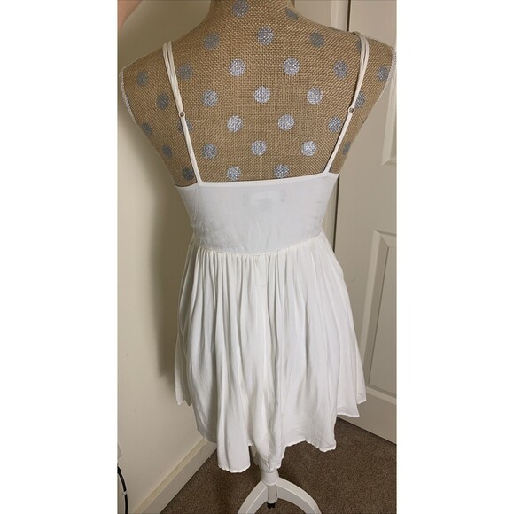 Lulus Daisy Petal Pickin Babydoll Mini Dress Women Small Ivory Fairy Embroidered - Picture 9 of 15
